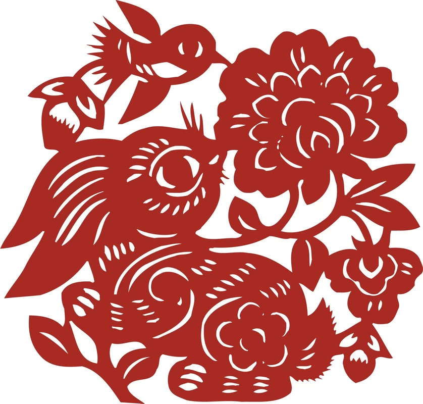 中国风中式传统喜庆民俗人物动物窗花剪纸插画边框AI矢量PNG素材【1522】